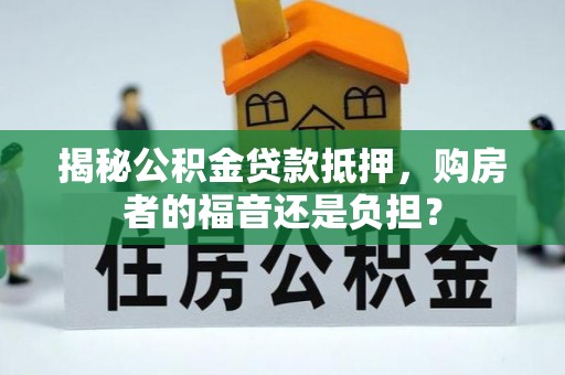 饶河揭秘公积金贷款抵押，购房者的福音还是负担？
